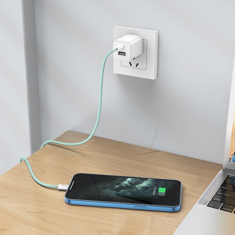 Hoco Καλώδιο Σύνδεσης True Color USB-C Σε Lightning PD 20W Και Braided Καλώδιο 1m Πράσινο X68 | Homidoo.gr