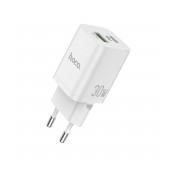 Car Charger Hoco N13 Bright Fast Charge PD30W, QC3.0  USB-C 30W USB-A 18W 5V/3A  White