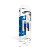 Data Cable Energizer Metal / Braided Nylon to Lightning Apple Certified MFI 2m Blue