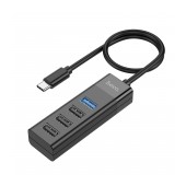Hub USB-C Hoco HB25 4 in 1 Easy display USB3.0, USB2.0 x 3 Black