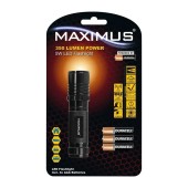 Flashlight Aluminum Maximus 5W Led 350 Lumens IPX4 with Duracell AAA Batteries Black