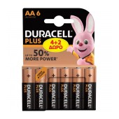 Battery Alkaline Duracell Plus LR6 size AA 1.5 V Pcs. 4 + 2 and 50% Extra Life