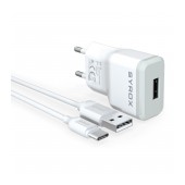 Travel Charger Syrox J28 USB-A 5V/2.6A with Cable USB-C 1m White