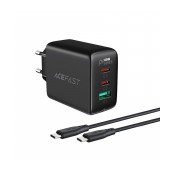 Travel Charger Acefast A13 Fast Charging 2xUSB-C+USB-A με καλώδιο USB-C PD QC3.0 3A 5V 65W Black