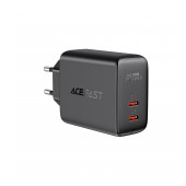 Travel Charger Acefast A9 Fast Charging 2χUSB-C QC3.0 / QC2.0 PD40W Black
