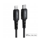 Data Cable Acefast C4-01 USB-C to Lightning Braided 3.0A 30W Apple Certified MFI 1.8m Black