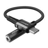 Data Cable Acefast C1-07 USB-C to 3.5mm Female Braided 18cm Black Compatible with all USB-C Devices