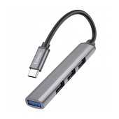 Hub USB-C Hoco HB26 USB3.0+3xUSB2.0 Grey