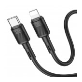 Data Cable Hoco X83 Victory USB-C to Lightning Fast Charging PD20W Black 1m Extra Durability