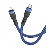 Data Cable Hoco U110 USB-C to Lightning Braided PD20W 3A Blue 1.2m Extra Durability