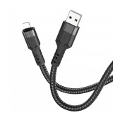 Data Cable Hoco U110  USB to Lightning Braided 2.4A Black 1.2m Extra Durability