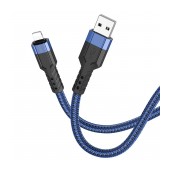 Data Cable Hoco U110 USB to Lightning Braided 2.4A Blue 1.2m Extra Durability