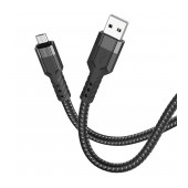Data Cable Hoco U110 USB to Micro-USB Braided 2.4A Black 1.2m Extra Durability
