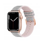 Watchband Hoco WA11 Diamond series 42/44/45/49mm for Apple Watch 1/2/3/4/5/6/7/8/SE White Silver Silicone Band