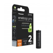 Rechargeable Battery Panasonic eneloop pro BK-3HCDE/2BE 2500mAh size AA Ni-MH 1.2V Τεμ. 2 New Package