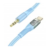 Audio Cable Hoco UPA25 Transparent Discovery Edition USB-C to 3.5mm Blue 1m Braided