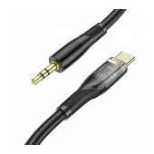 Audio Cable Hoco UPA25 Transparent Discovery Edition USB-C to 3.5mm Black 1m Braided