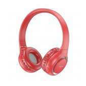 Wireless Stereo Headphone Hoco W41 Charm V5.3 200mAh with Micro SD, AUX port and Control Buttons Red