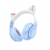 Wireless Headphone Stereo Hoco W42 Cat Ears 400mAh with Micro SD and AUX Crystal Blue