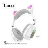 Wireless Stereo Headphones Hoco ESD13 Cat Ear BT5.3 FM 400mAh with Mic and Noise Reduction White