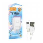 Travel Charger Hoco DC52 Friendly with USB 5V 1.0A 50/60Hz White + Data Cable Micro-USB White 0.60m