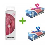 Hands Free Ancus Shoelace with Cable Cord, Microphone, 1pc Pink + 1pc Blue Gift Panasonic Stereo Earbud RP-HV21E-P 3.5mm Pink