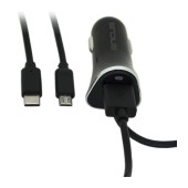 Car Charger Ancus USB 2400 mAh 5V 12W with Micro USB Cable and Extra USB Port 12/24V + Jasper USB-C 2.1A 1m