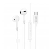 Hands Free Hoco M109 Earphones Stereo USB-C Compatible with All USB-C Devices White 1.2m