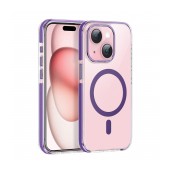 Case Hoco Magnetic Premium Series Anti-Drop Magnetic Mag-charge for Apple iPhone 15 Plus Transparent Purple