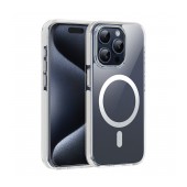 Case Hoco Magnetic Premium Series Anti-Drop Magnetic Mag-charge for Apple iPhone 15 Pro Max Transparent Grey
