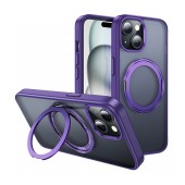 Case Hoco Stand Magnetic Case 2 in 1 Mag-Charge 360° Rotating Ring for Apple iPhone 15 Purple