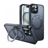 Case Hoco Stand Magnetic Case 2 in 1 Mag-Charge 360° Rotating Ring for Apple iPhone 15 Plus Black