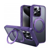 Case Hoco Stand Magnetic Case 2 in 1 Mag-Charge 360° Rotating Ring for Apple iPhone 15 Pro Purple