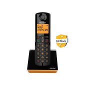 Alcatel S280 EWE Cordless Digital Telephone with Open Listening and Call Barring Black Orange
