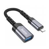 Hoco UA24 Lightning to USB with OTG 480Mbps Charging Function 5V/2A and Short Anti-bending Cable Grey