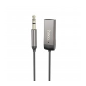 Bluetooth Audio Receiver Hoco E78 Benefit v5.3 USB and 3.5mm with Built-in Microphone and Spiral Cable 120cm Grey