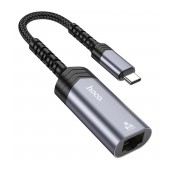 Hoco UA26 USB-C to RJ45 OTG 100Mbps 12.5cm Metal Grey