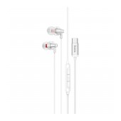 Hands Free Hoco M90 Delight Earphones Deep Bass Stereo USB-C Compatible with All USB-C Devices Silver 1.2m
