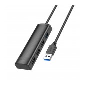 Hub USB Hoco HB41 Easy Safety 4-in-1 USB to USB 3.0 5Gbps and 3xUSB2.0 480Mbps 1,2m Black