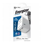 International Adapter And Charger Energizer TA633M USN/CN AU UK EU with USB-C and 2xUSB-A 25W Apple Certified MFI White